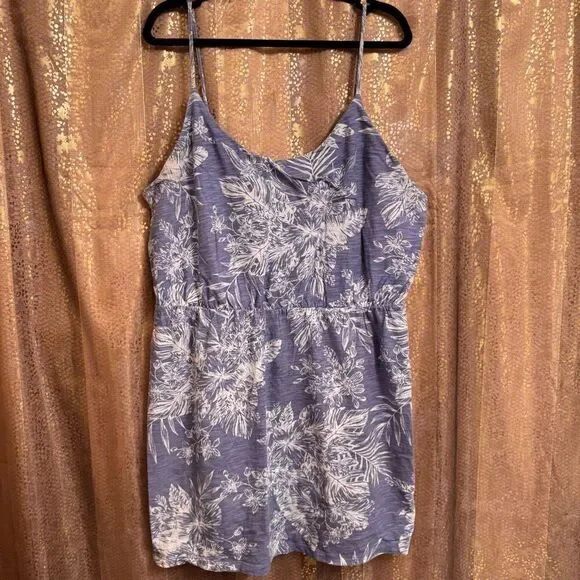 Old Navy Tropical Print Cotton Slub Knit Mini Dress/Top Light Blue XXL - Picture 1 of 7
